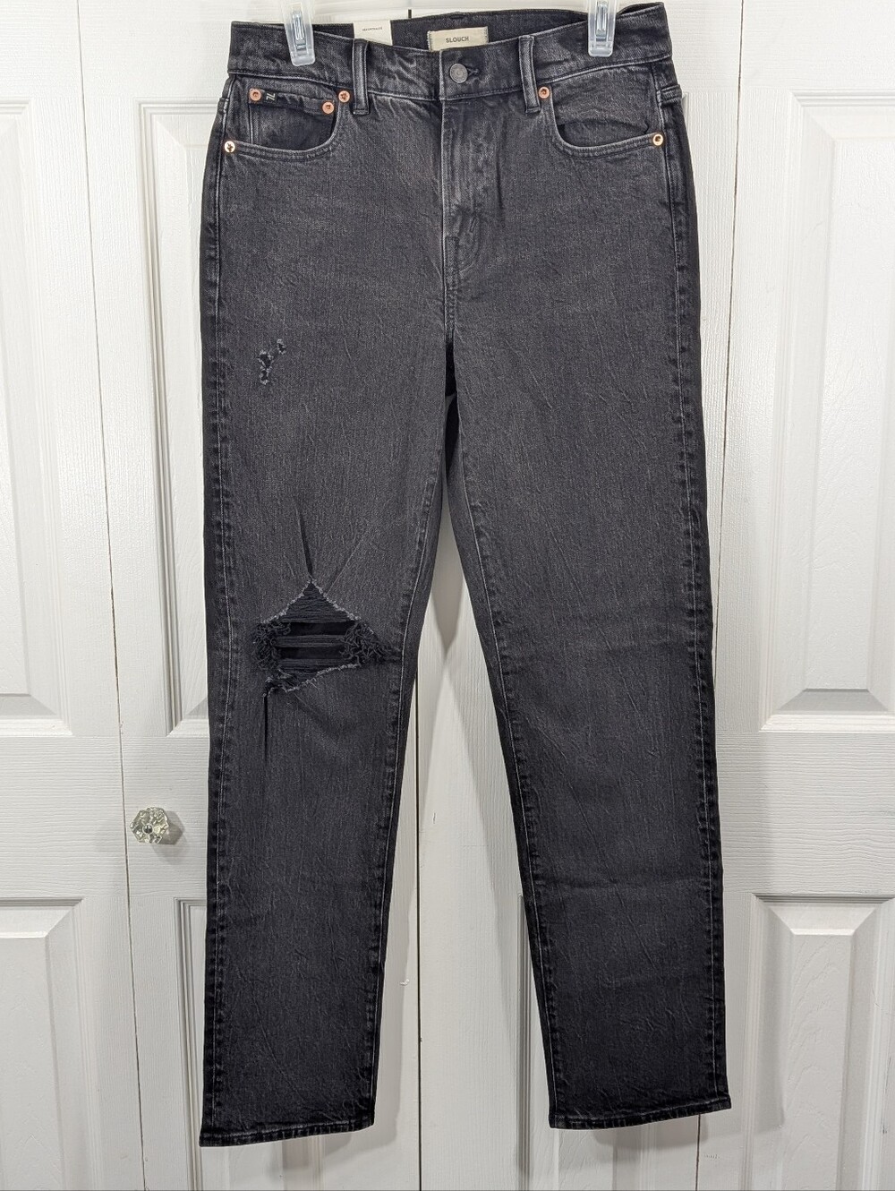 Women's Black Distressed High-Rise Jeans